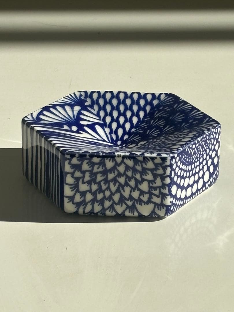 ヘイニリータフフタ　ヘキサゴン　ディッシュ　ブルー　アラビア　レア　小物置き