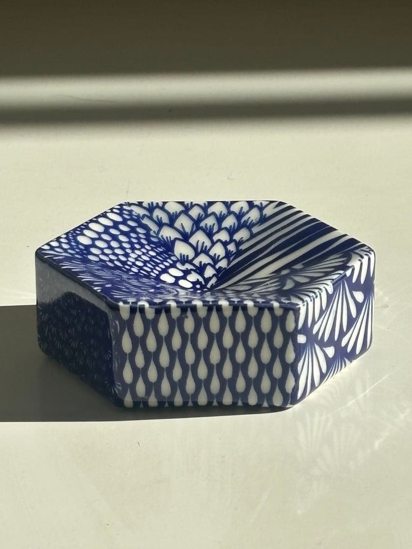 ヘイニリータフフタ　ヘキサゴン　ディッシュ　ブルー　アラビア　レア　小物置き