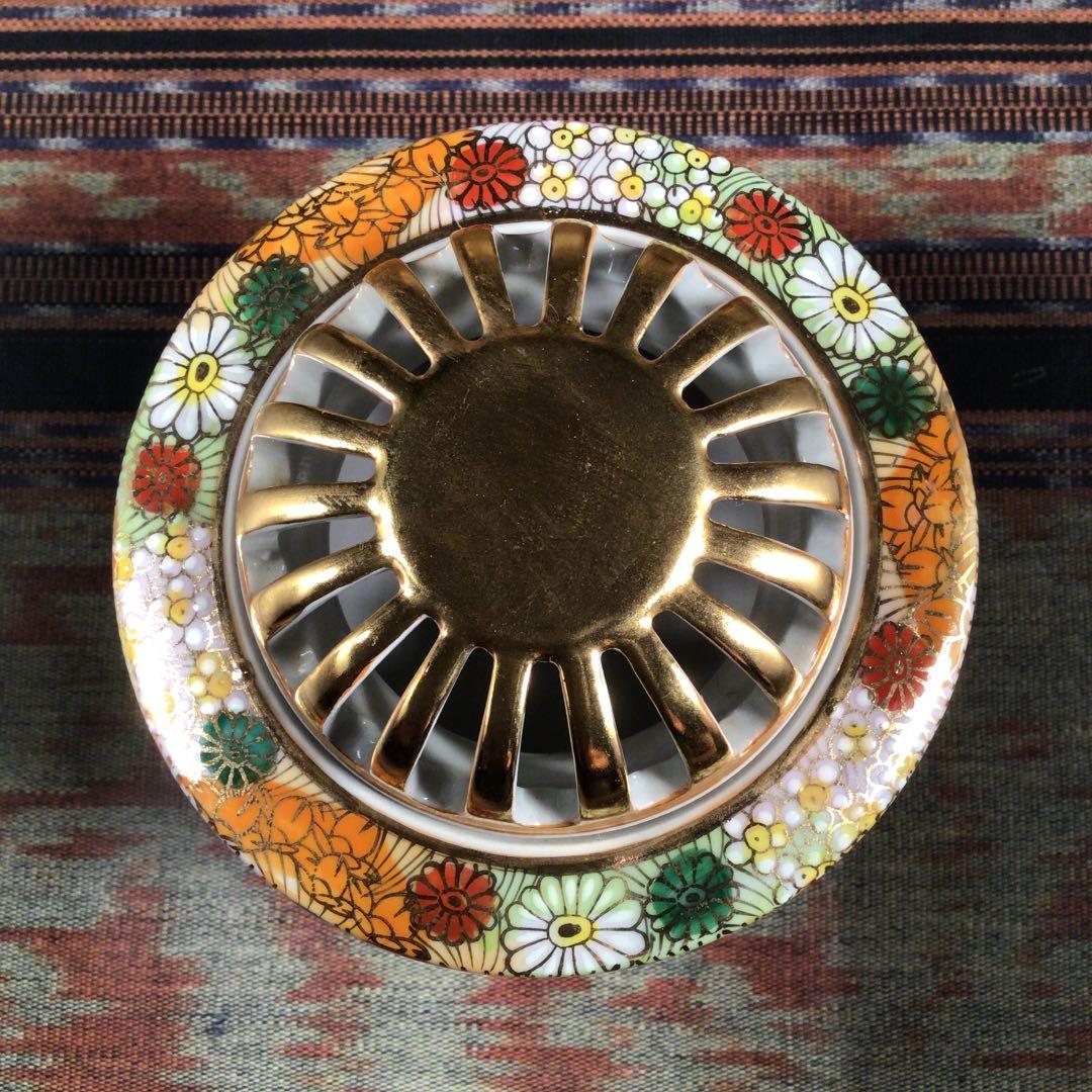 『メルうー特価』　東方四十吉　九谷焼　『花詰』　金彩小花　香炉