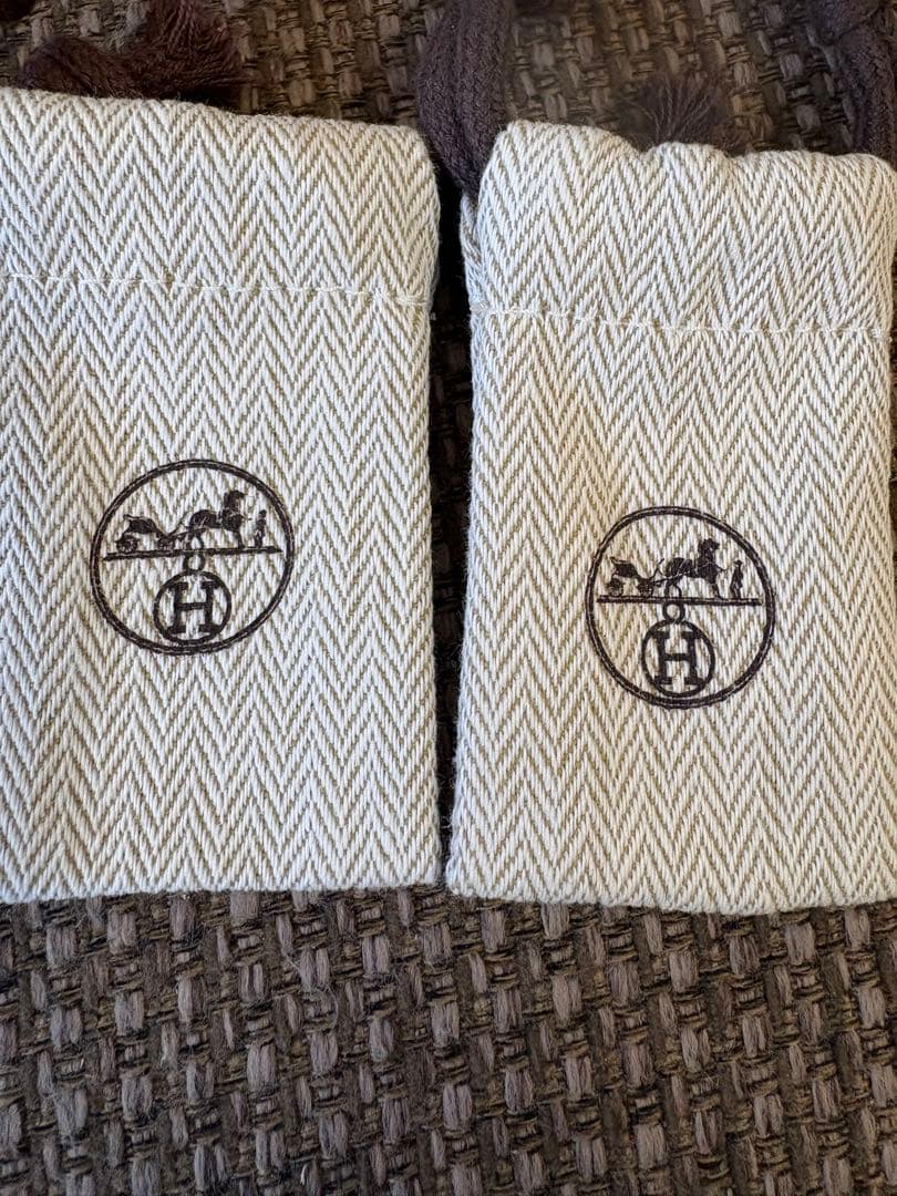 極美品エルメスミニ巾着保存袋アクセサリー入れ（4.5x7.5cm）1 4枚セット