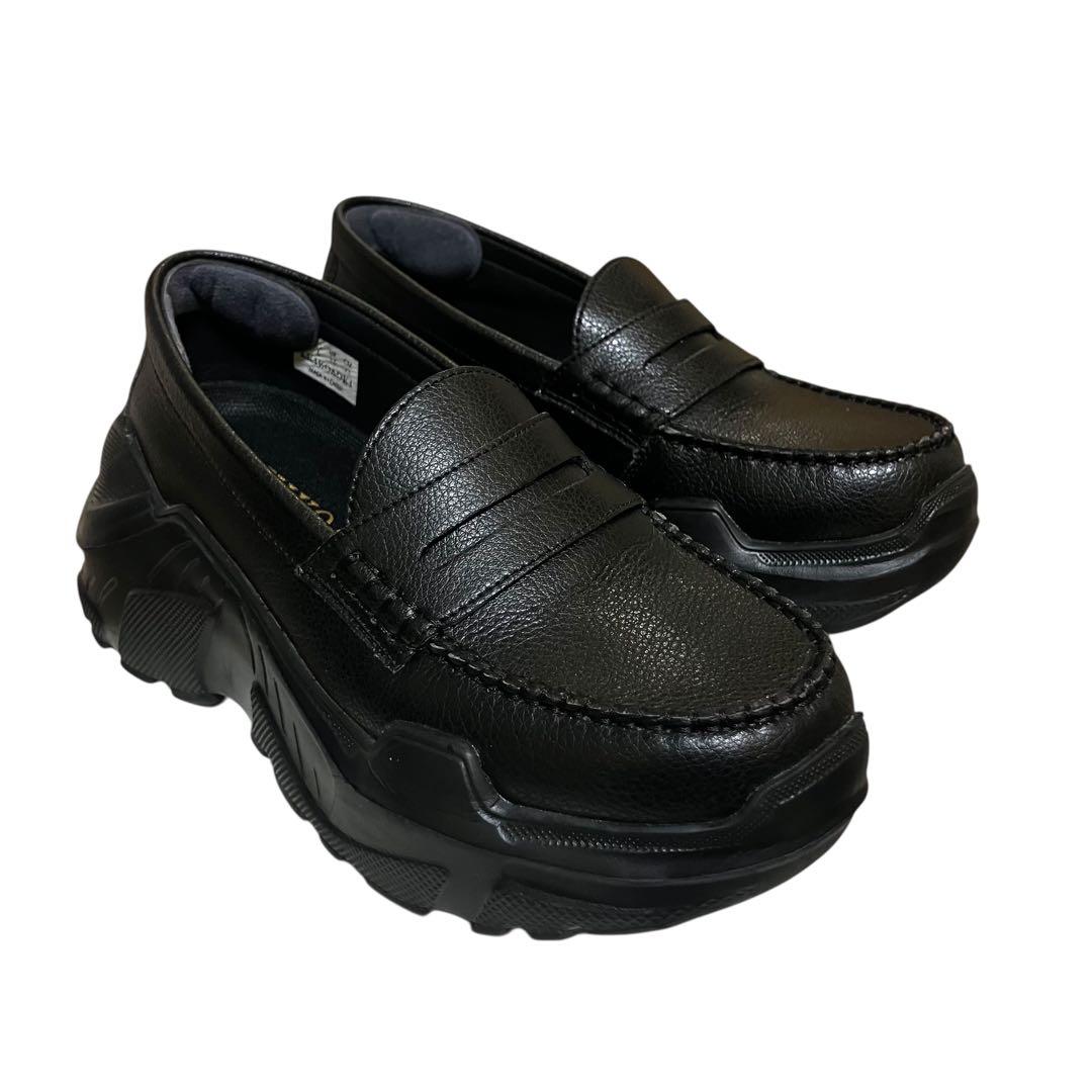 アキコアオキ Gravity 厚底 ローファー レザー 黒 23cm Y2K