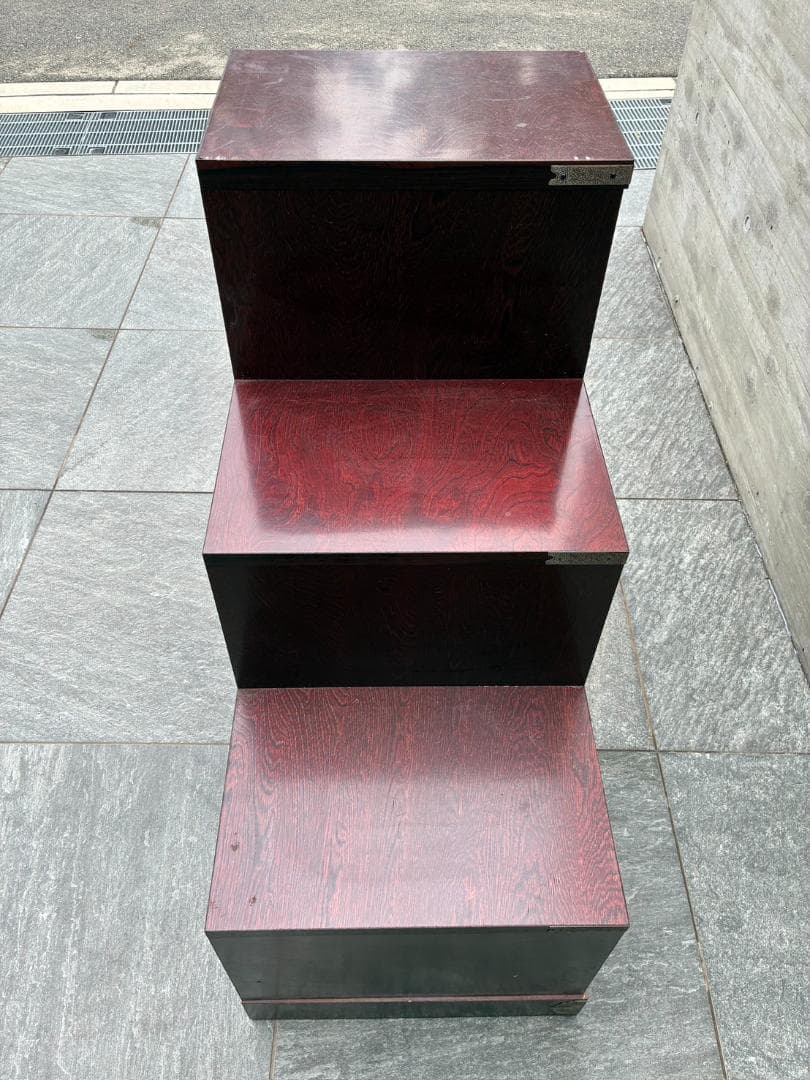 階段箪笥 昭和レトロ 左下り 飾り棚 収納棚 アンティーク家具 小物収納