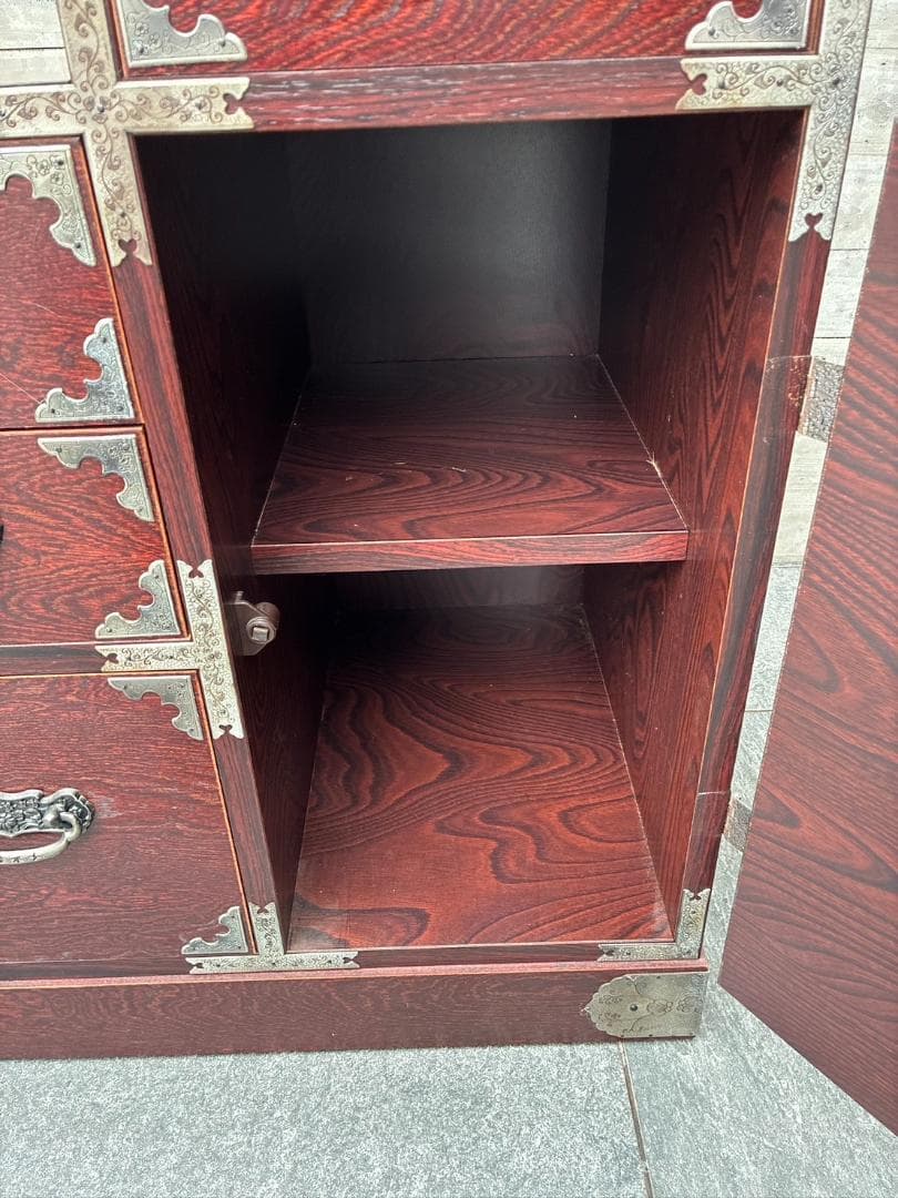 階段箪笥 昭和レトロ 左下り 飾り棚 収納棚 アンティーク家具 小物収納