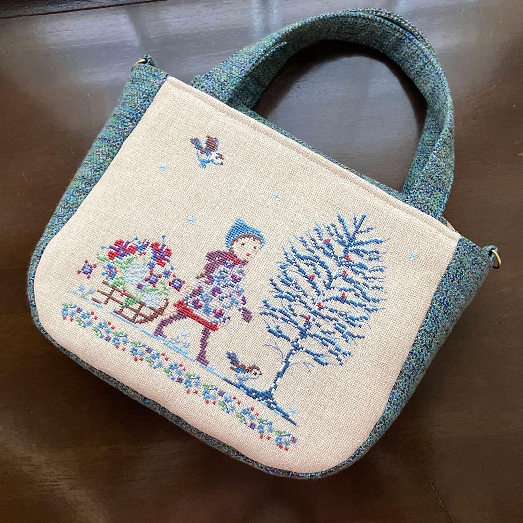 新作✦クロスステッチ❤︎ luxeバッグ　ハンドメイド サモイロフ
