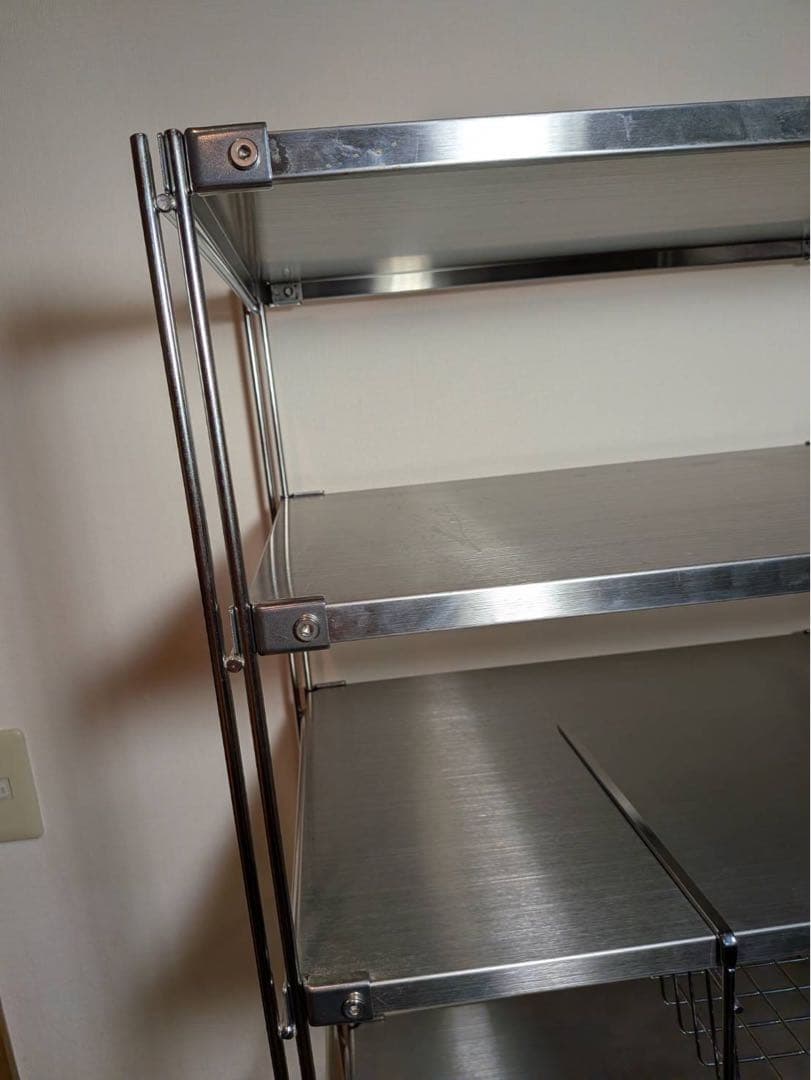 ■送料込■無印 ステンレスユニットシェルフ ステンレス棚 ワイヤーバスケット収納