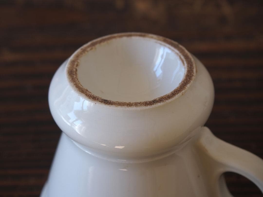 白いブリュロカップ 陶器 ビストロ 厚底カップ コーヒーカップ /K410