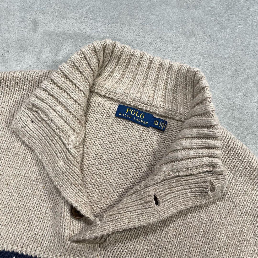 ポロラルフローレン　モックネックニット　セーター　ベージュ　XXL