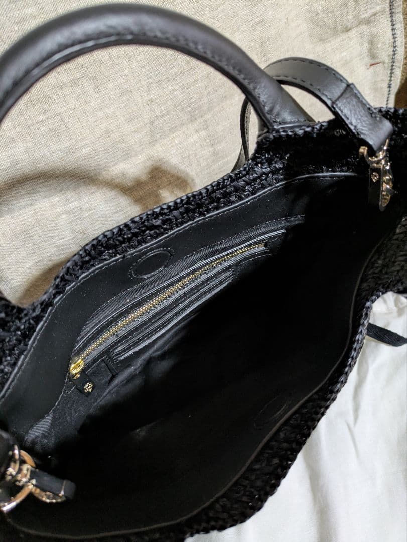 【極美品】ヘレンカミンスキー　黒編み込みラフィアバッグ　CassiaMini