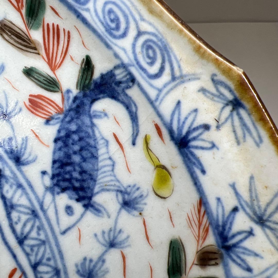 専用　中国古玩　天啓年製　赤絵大皿　幅約25㎝　東Y8-0130☆2F