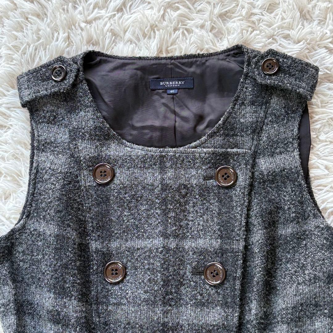 美品 BURBERRY LONDON ウールワンピース アルパカ混 グレー40