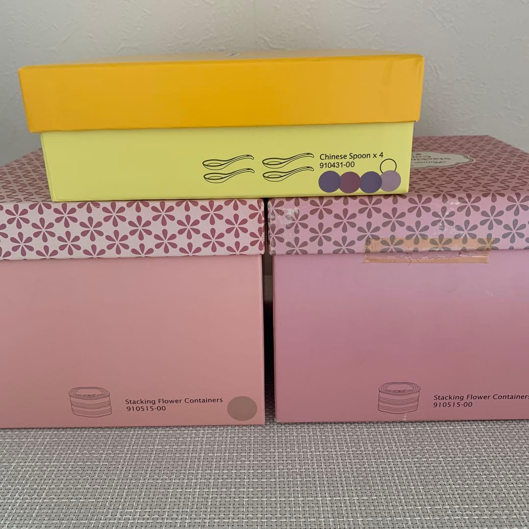 ルクルーゼ　スタッキングフラワーコンテナーズ&レンゲ3点セット♪