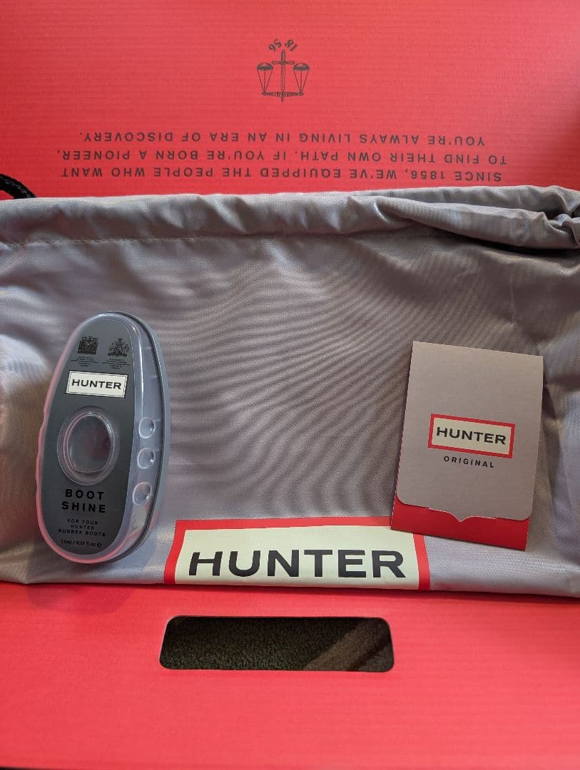 HUNTER ブラックラバー長靴 バックル付き