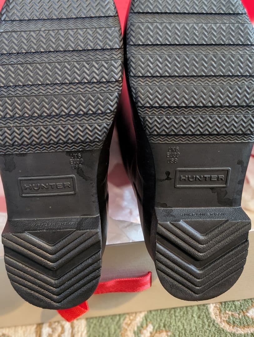 HUNTER ブラックラバー長靴 バックル付き