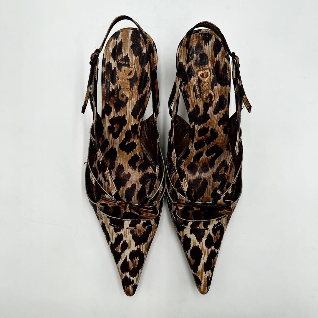 ドルチェ&ガッバーナ　ミュール　レオパード　アンクルストラップ　25cm