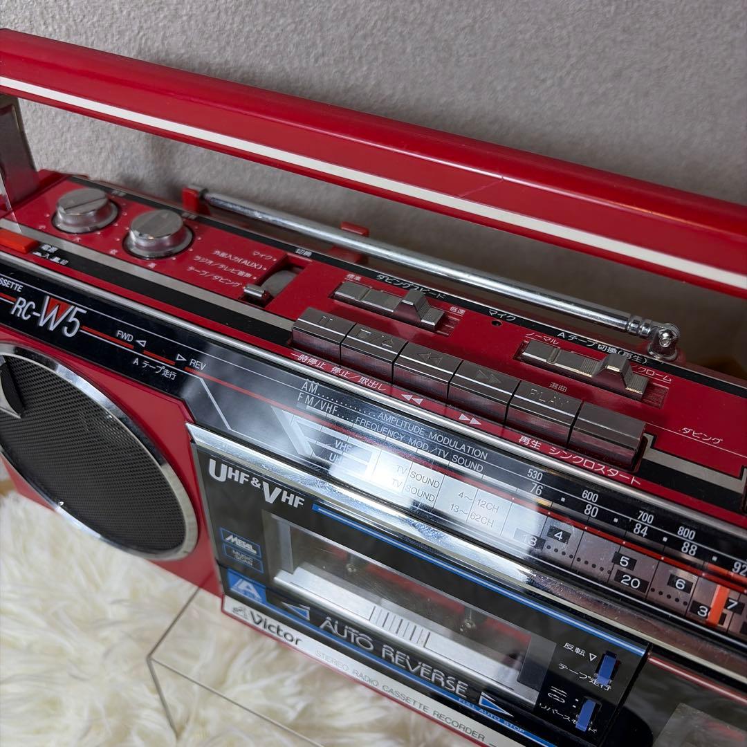 【極美品】Victor ビクター RC-W5 赤色 ラジカセ　動作確認済