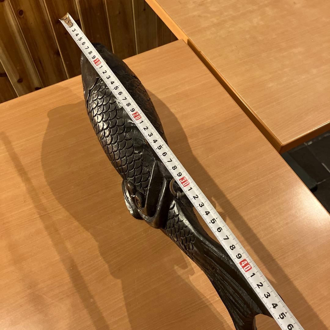 【未使用】自在鉤、鯉自在鉤、鯉横木、木彫り鯉、囲炉裏自在鉤　箱無し　長さ約46㌢