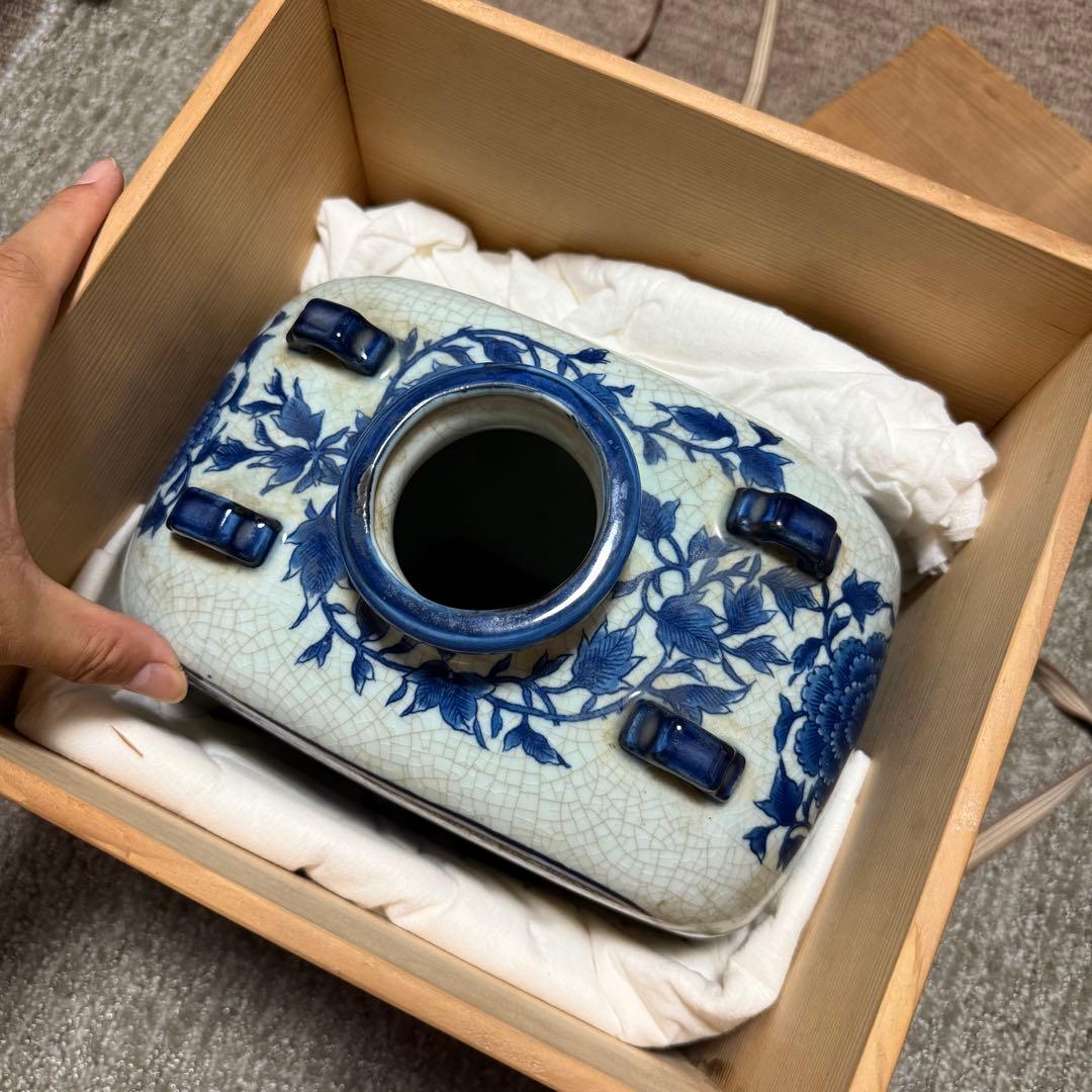 蔵出 道入? 道八? 染付 花器 花瓶 花入 飾り 陶器 工芸品