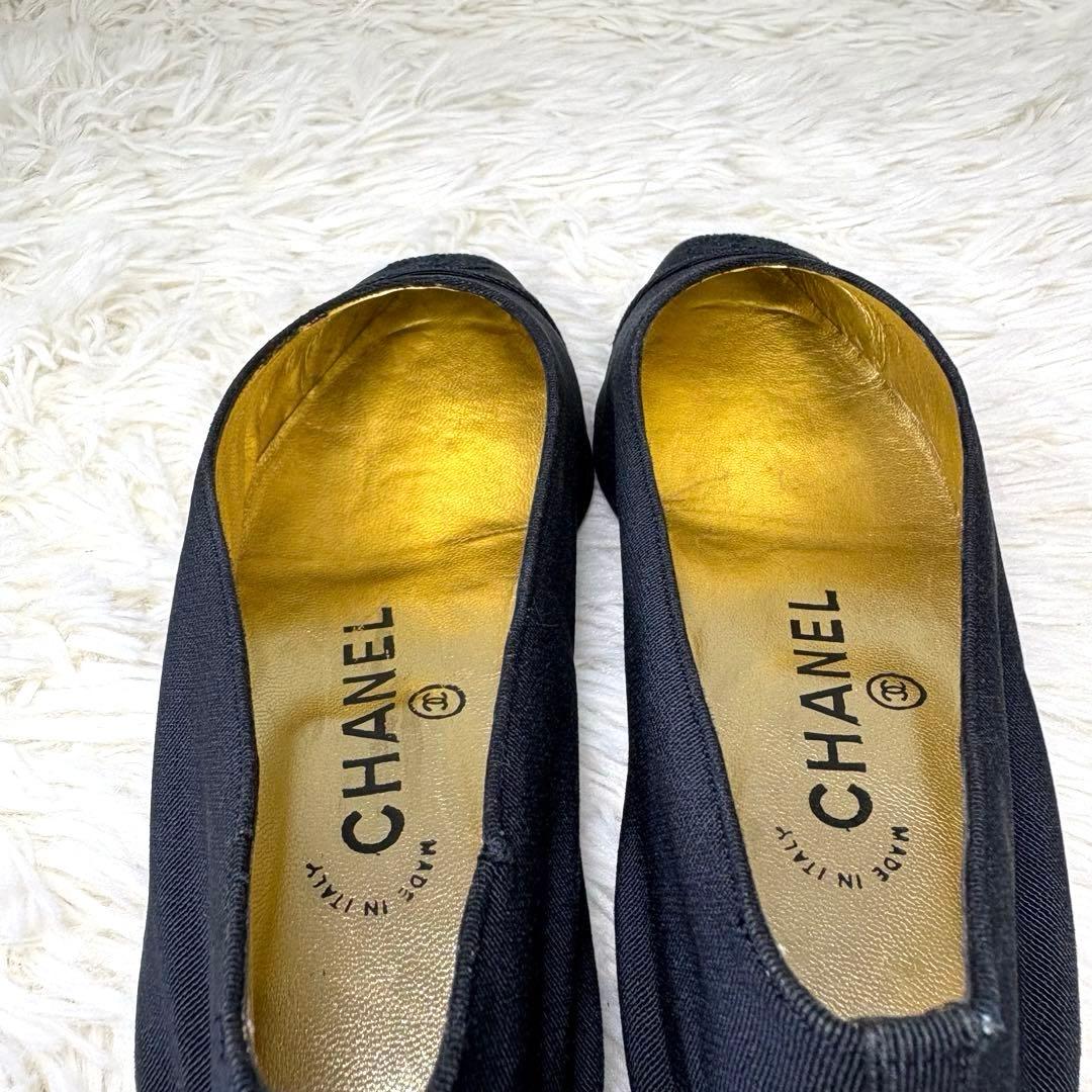 CHANEL シャネル　ココマーク　ポインテッドトゥ　フラットシューズ
