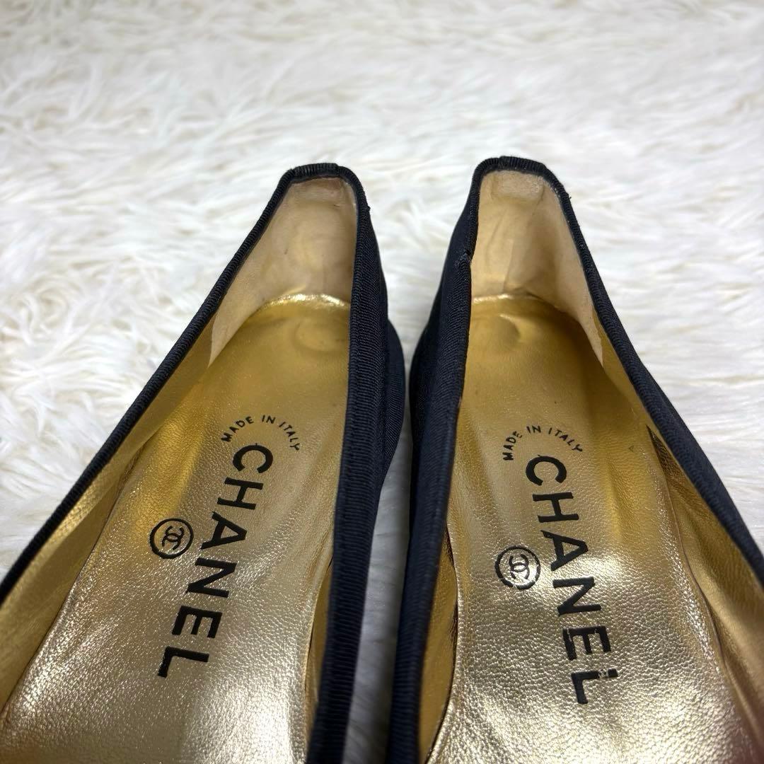 CHANEL シャネル　ココマーク　ポインテッドトゥ　フラットシューズ