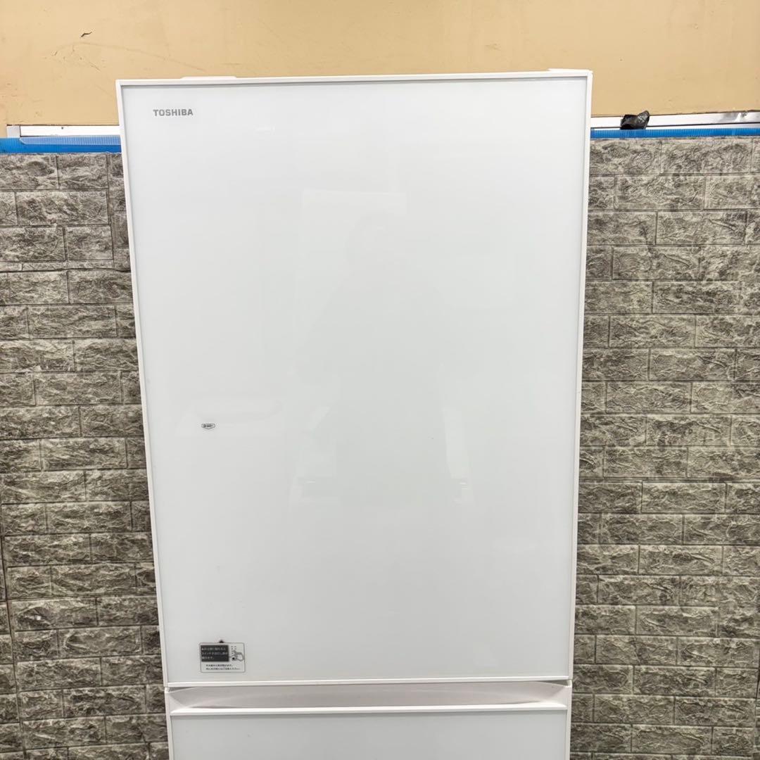 374 冷蔵庫　大型　右開き　ガラストップ　保証込　大人気　400L強　美品