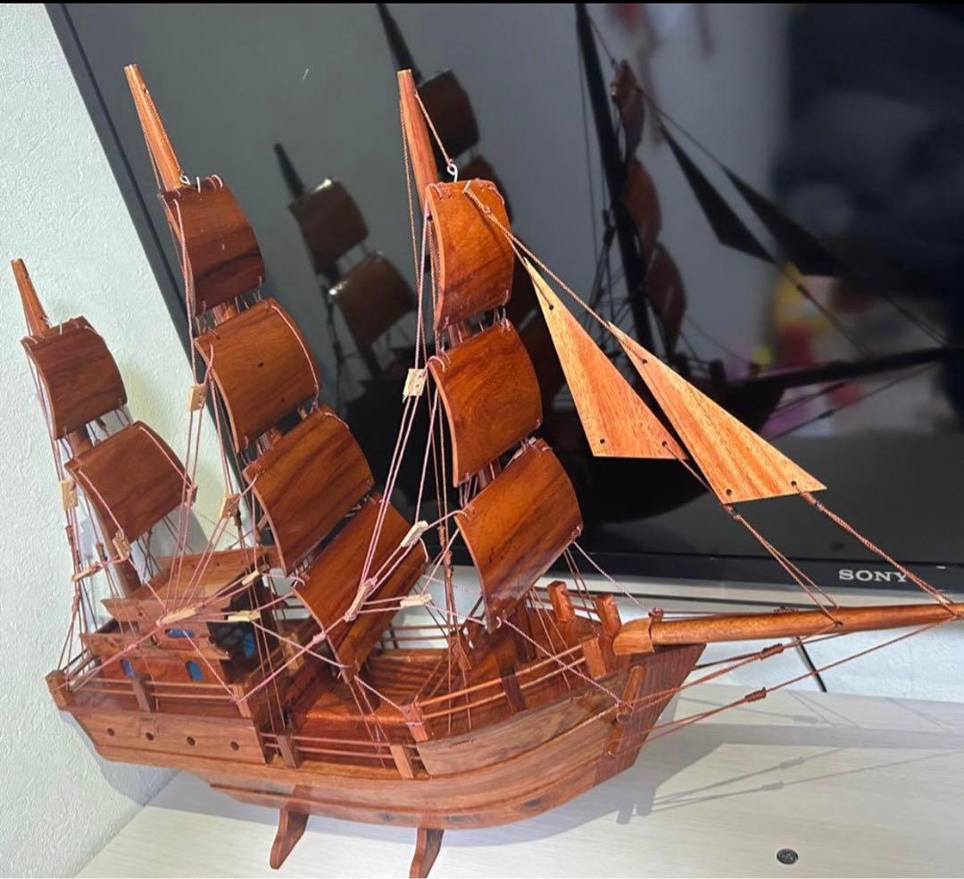 新品 木製 帆船模型 大型 インテリア オブジェ