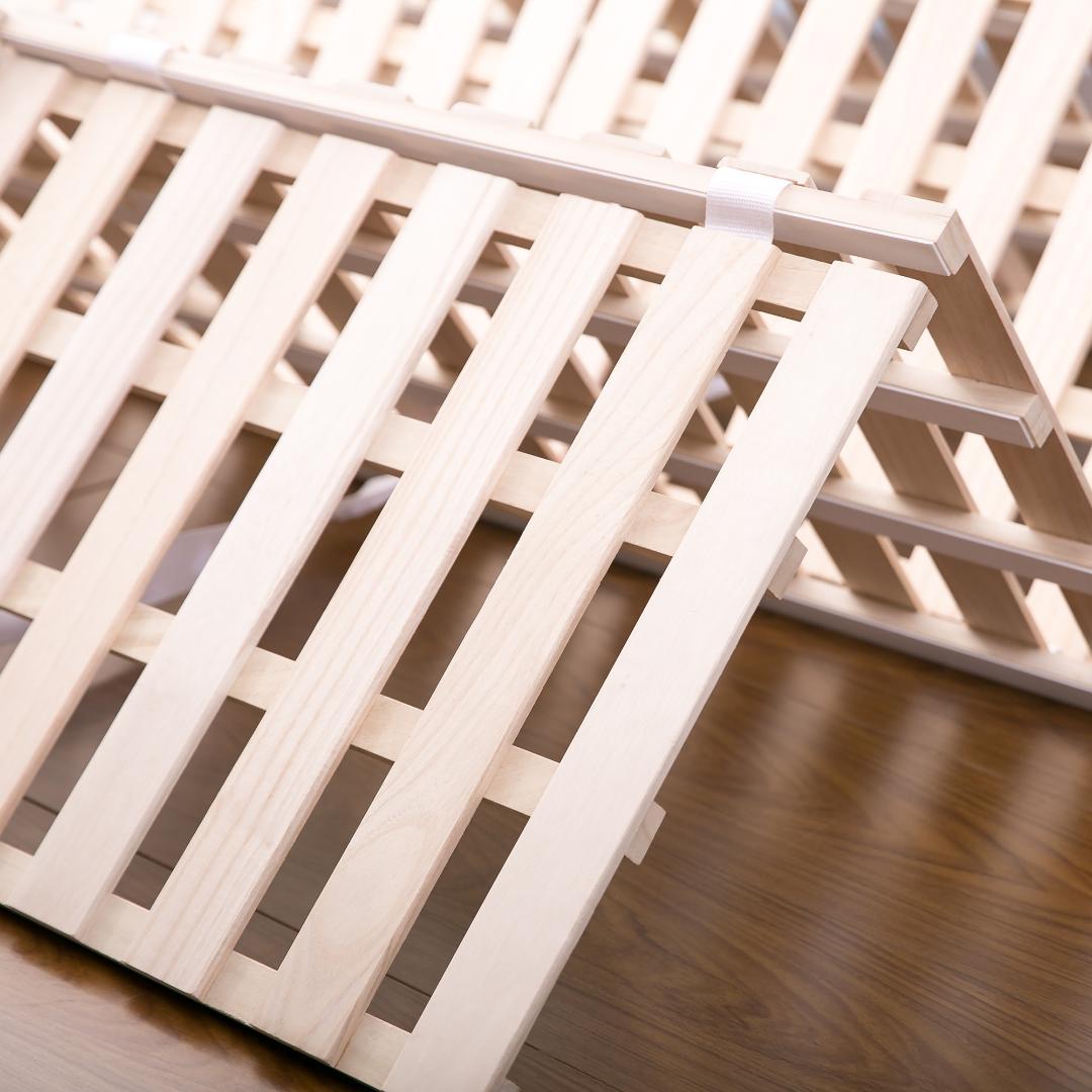 【新品】天然桐 四つ折りシングルベッド 折りたたみ コンパクト 木製