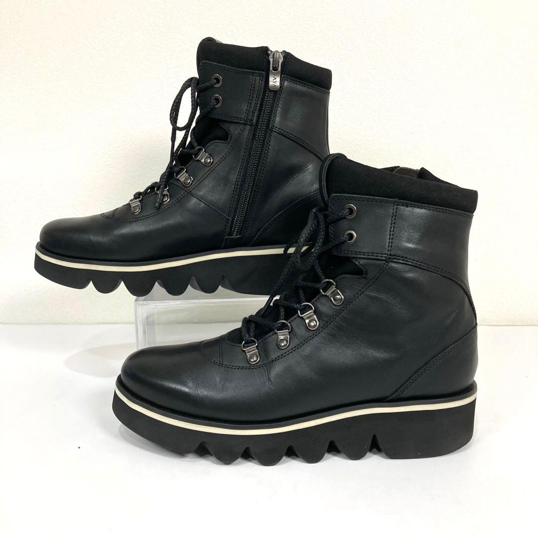 美品　サヤ SAYA レースアップ　ショートブーツ サイドジップ　日本製
