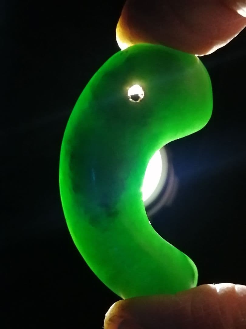 ★古墳期『糸魚川翡翠勾玉』出土品。4.8cm【超琅玕翡翠】最高峰の巨大勾玉です。