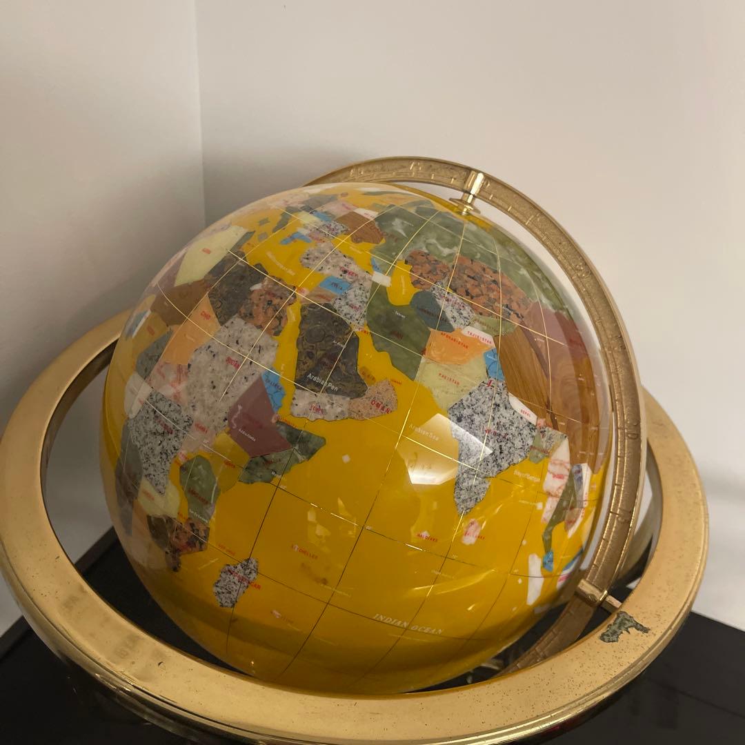 天然石アンティーク地球儀 黄色 サイズ