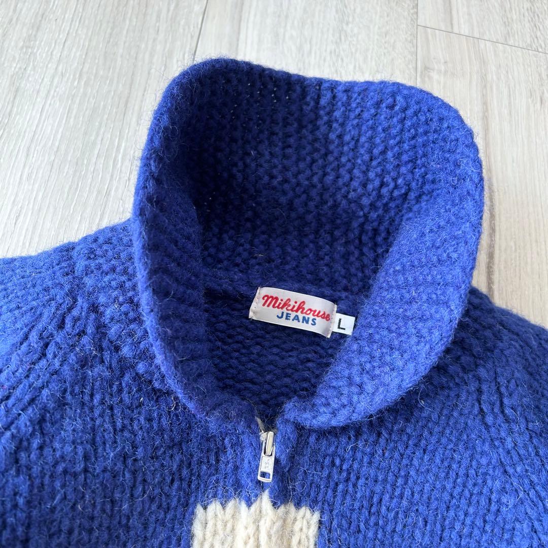 MIKI HOUSE JEANS ミキハウス カウチンニットジャケット L 怪獣