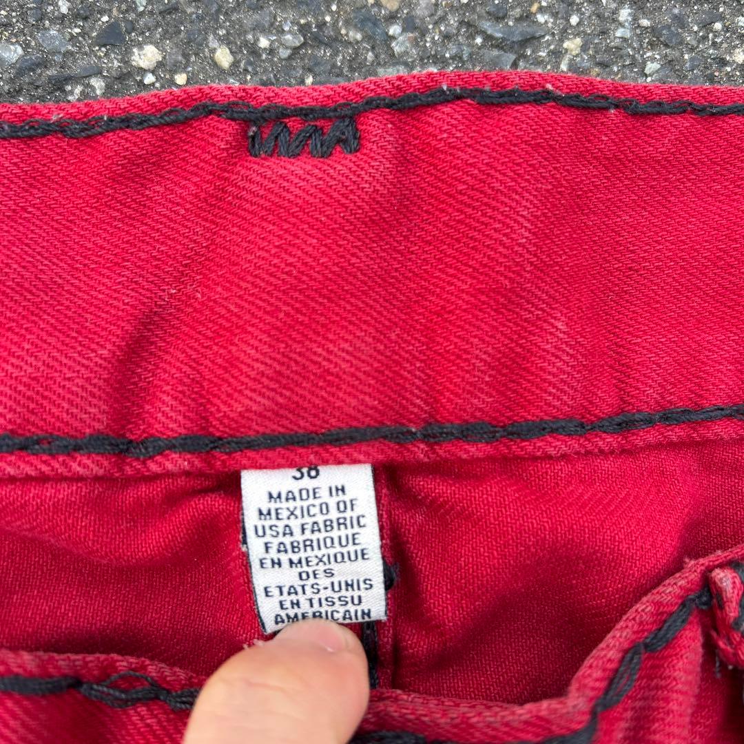 TRUE RELIGION W38 トゥルーレリジョン　レッド　赤　デニムパンツ