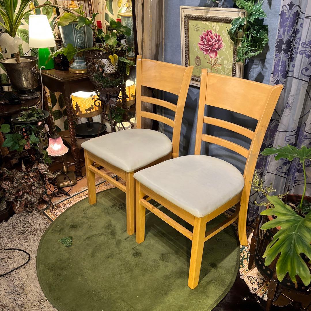 Sale L１　２脚セット　座面色変更可　木製ダイニングチェア