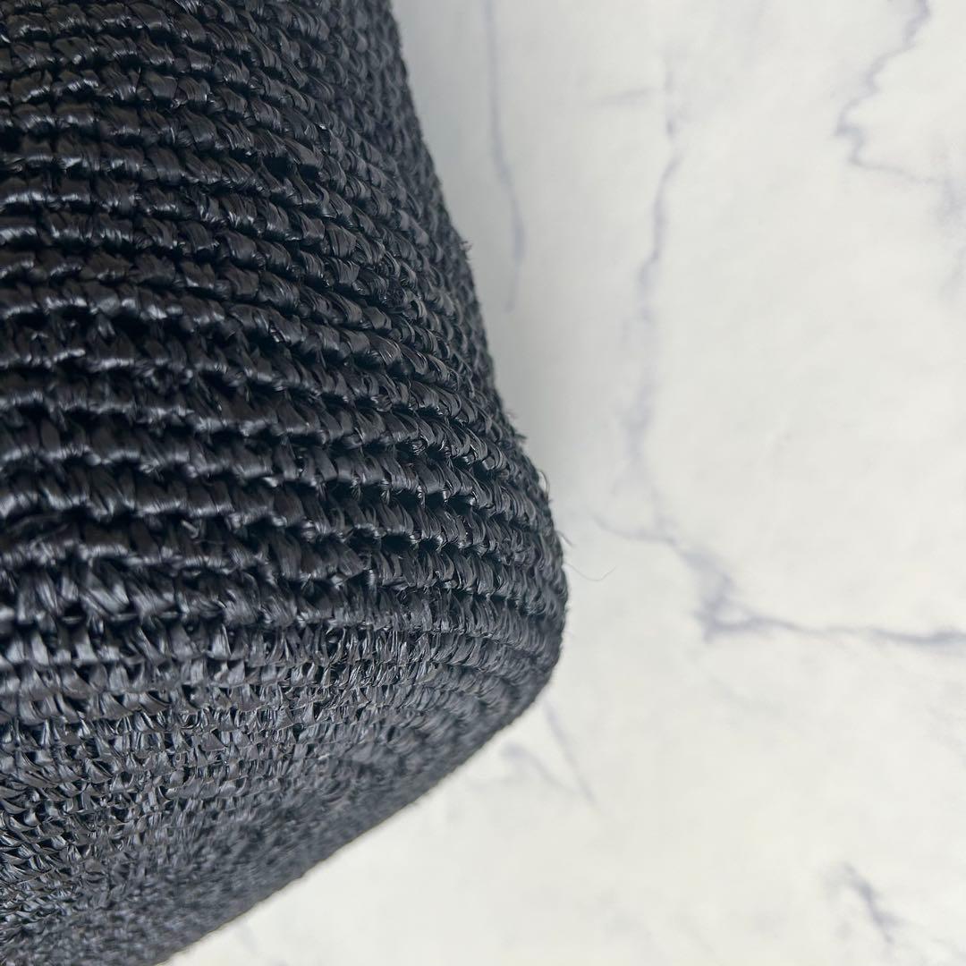 ヘレンカミンスキー トートバッグ ブラック ラフィア レザー 大容量 巾着袋付き