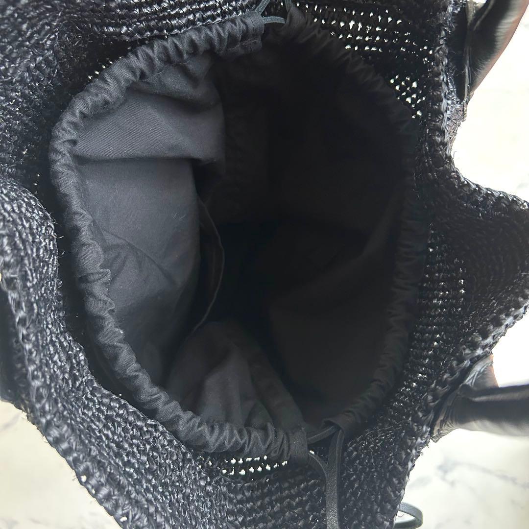 ヘレンカミンスキー トートバッグ ブラック ラフィア レザー 大容量 巾着袋付き