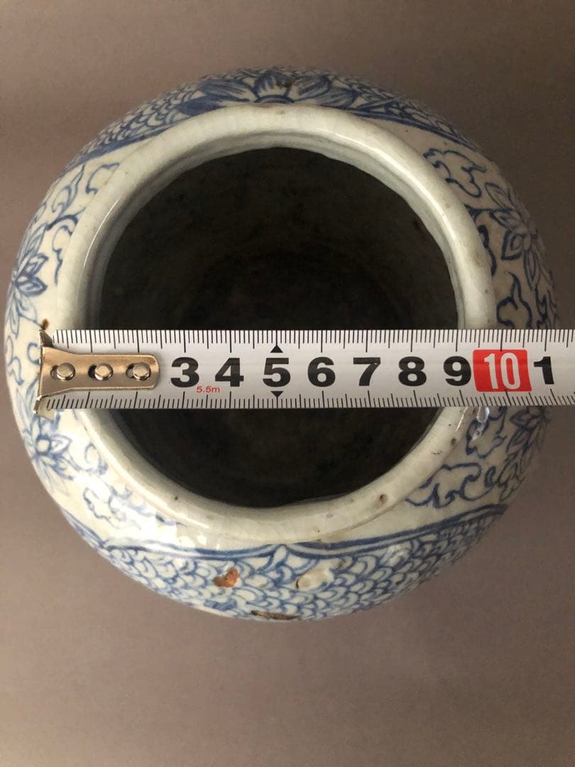 中国骨董古美術　青花人物文　壺　アンティーク