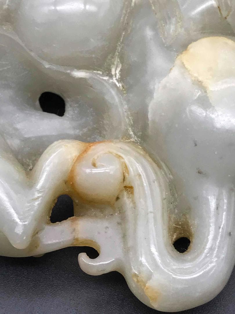 和田玉 清時代 弥羅菩薩神獣和田玉彫り 置物　鑑賞物 古玉石 唐物 (D-79)