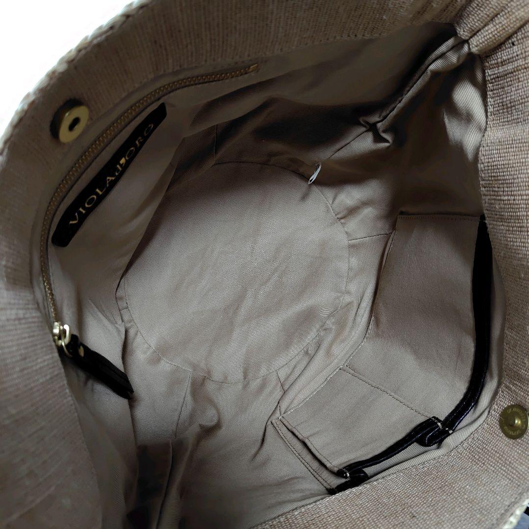 美品　ヴィオラドーロ　カゴバッグ　ラフィアトートバッグ 2way 黒　タッセル