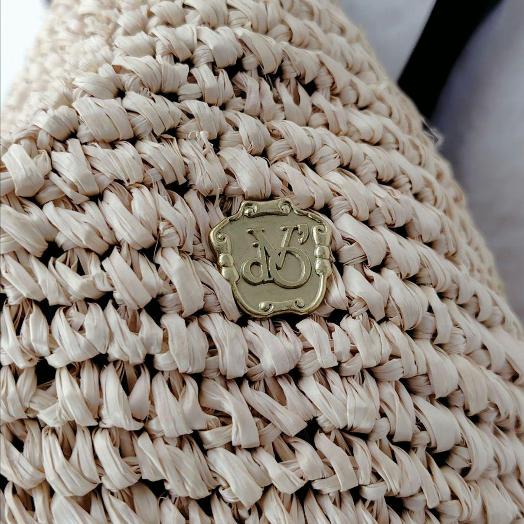 美品　ヴィオラドーロ　カゴバッグ　ラフィアトートバッグ 2way 黒　タッセル