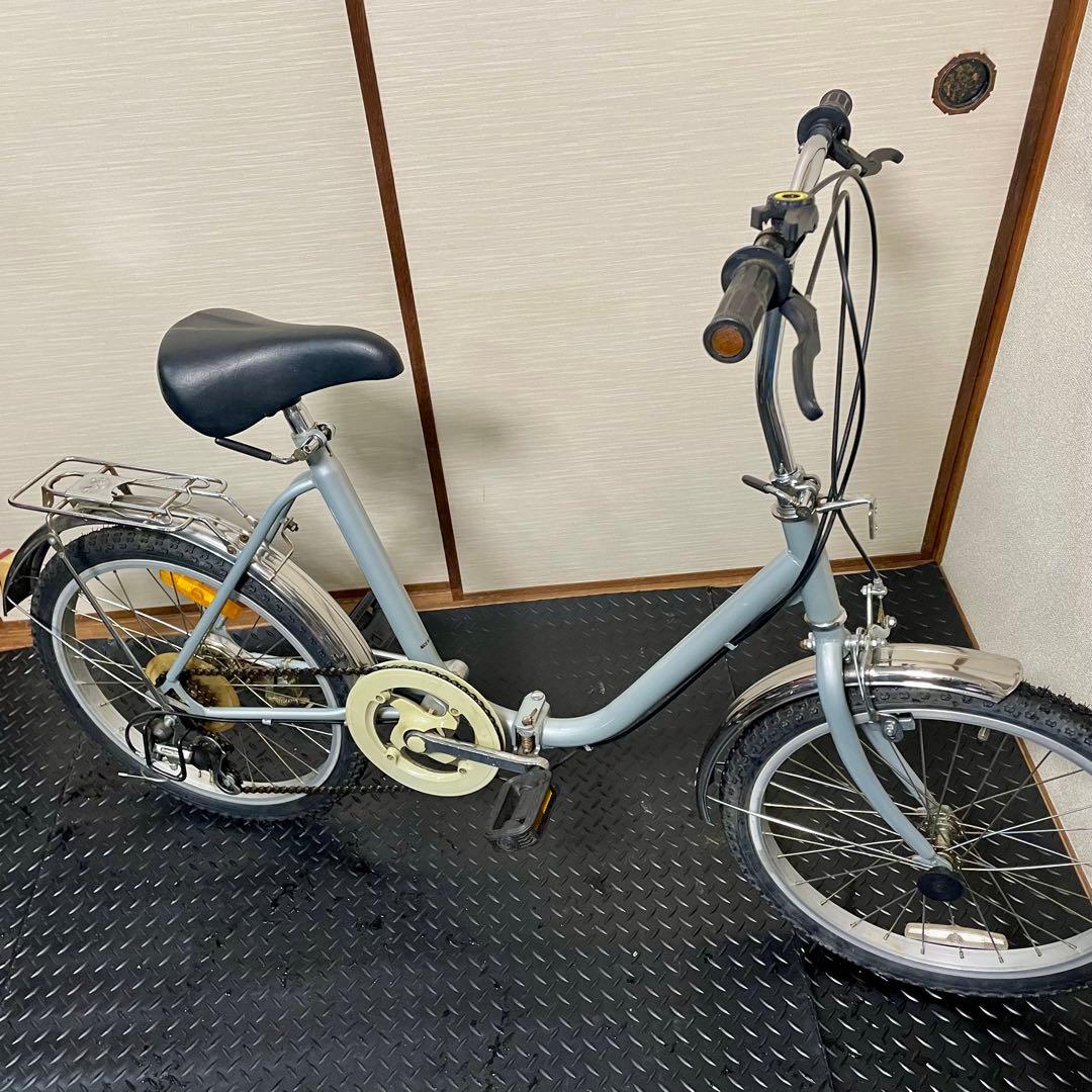 京都引き取り限定【整備済み】外装3段ブルーグレー折りたたみ自転車