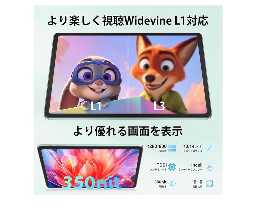 Android タブレット 10インチ 10+128GB 8コアCPU GPS