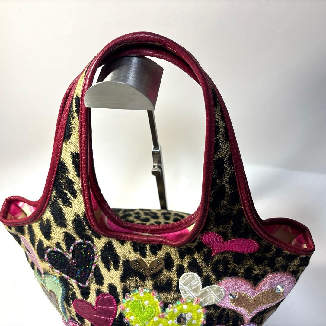 【美品】シンクビー！ アニマルハート ハンドバッグ レオパード 希少 ゴージャス