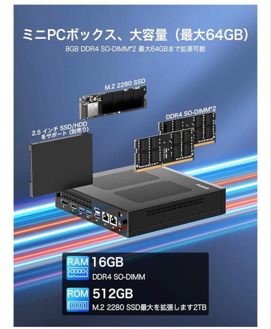 GMKtec ミニPC Intel i9-11900H 16GB+512GB
