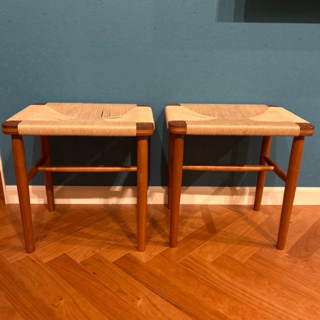 ドモク堂　朝倉スツール×2脚　チェリー材　ペーパーコード　美品　BEAMS購入
