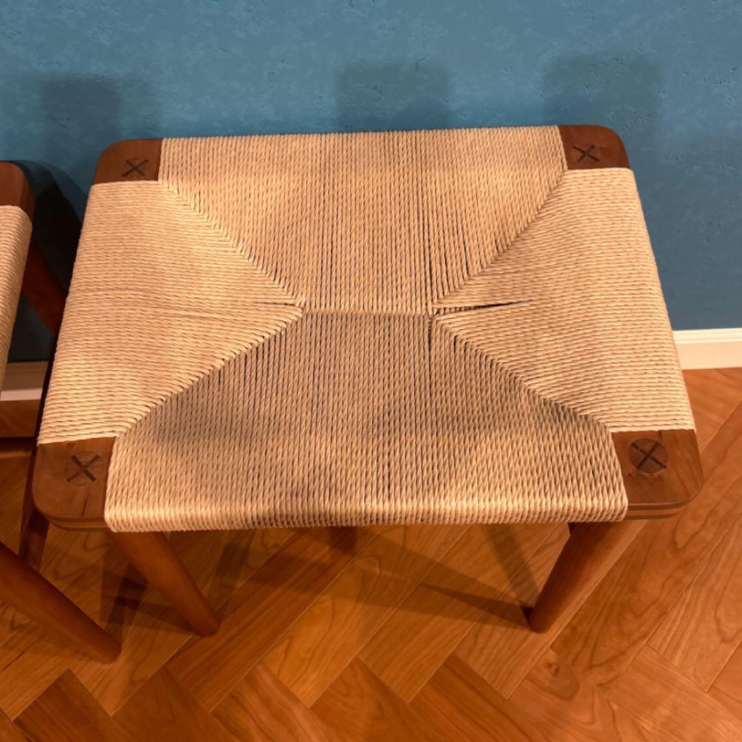 ドモク堂　朝倉スツール×2脚　チェリー材　ペーパーコード　美品　BEAMS購入
