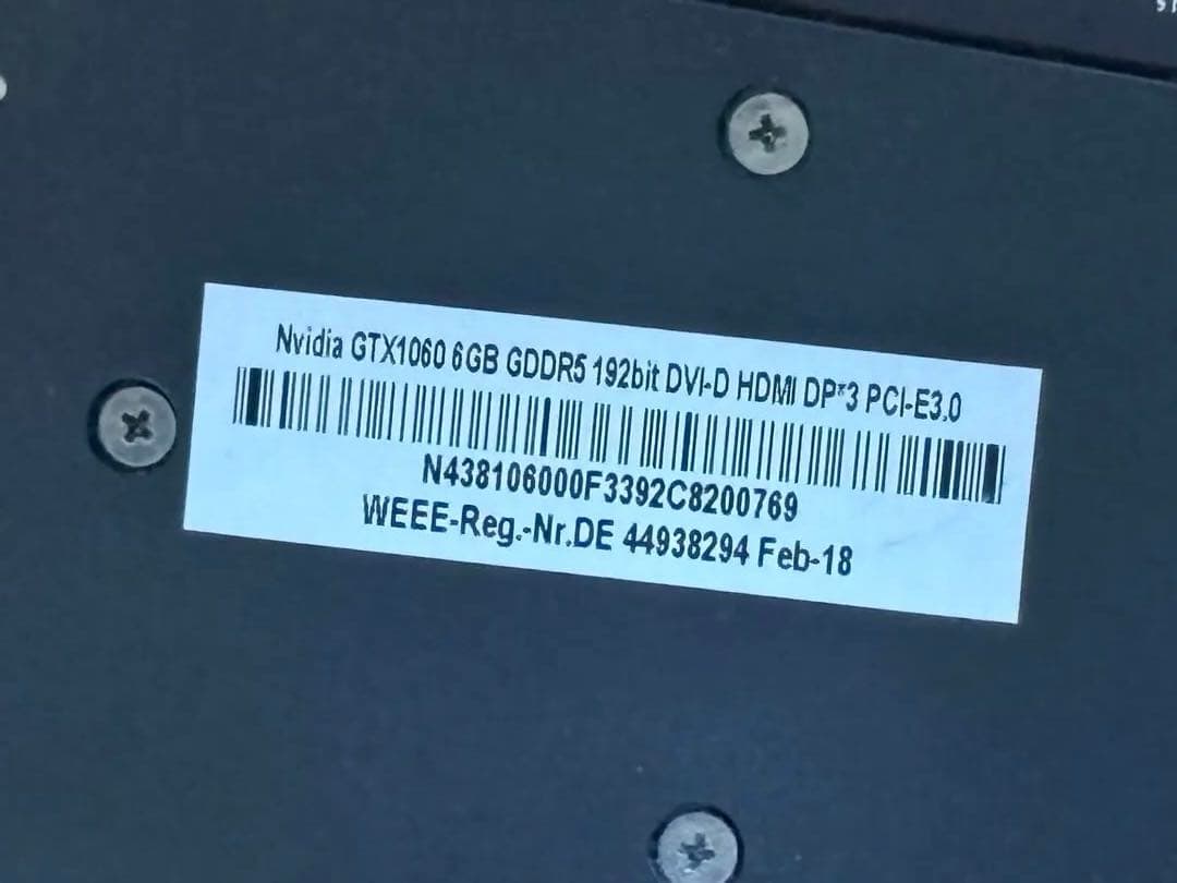 NVIDIA GTX 1060 6GB GDDR5 グラフィックボード