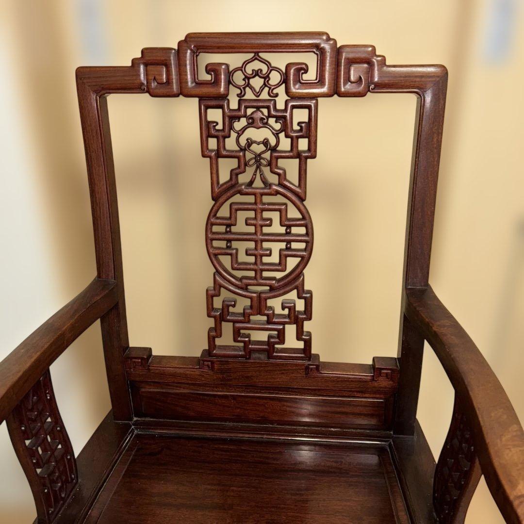 ②希少✨中国美術 唐木家具 アームチェア 椅子 無垢材 民藝 最高級