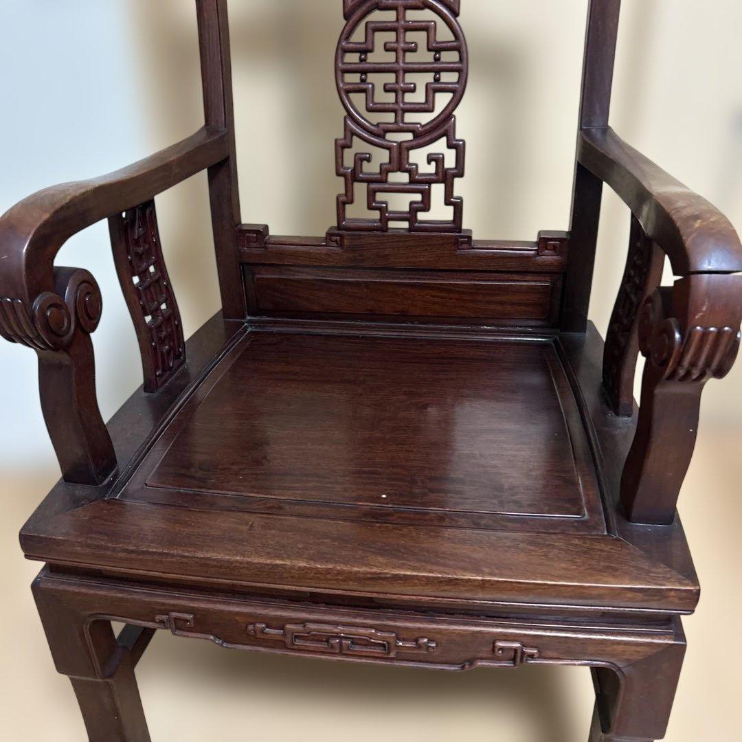②希少✨中国美術 唐木家具 アームチェア 椅子 無垢材 民藝 最高級