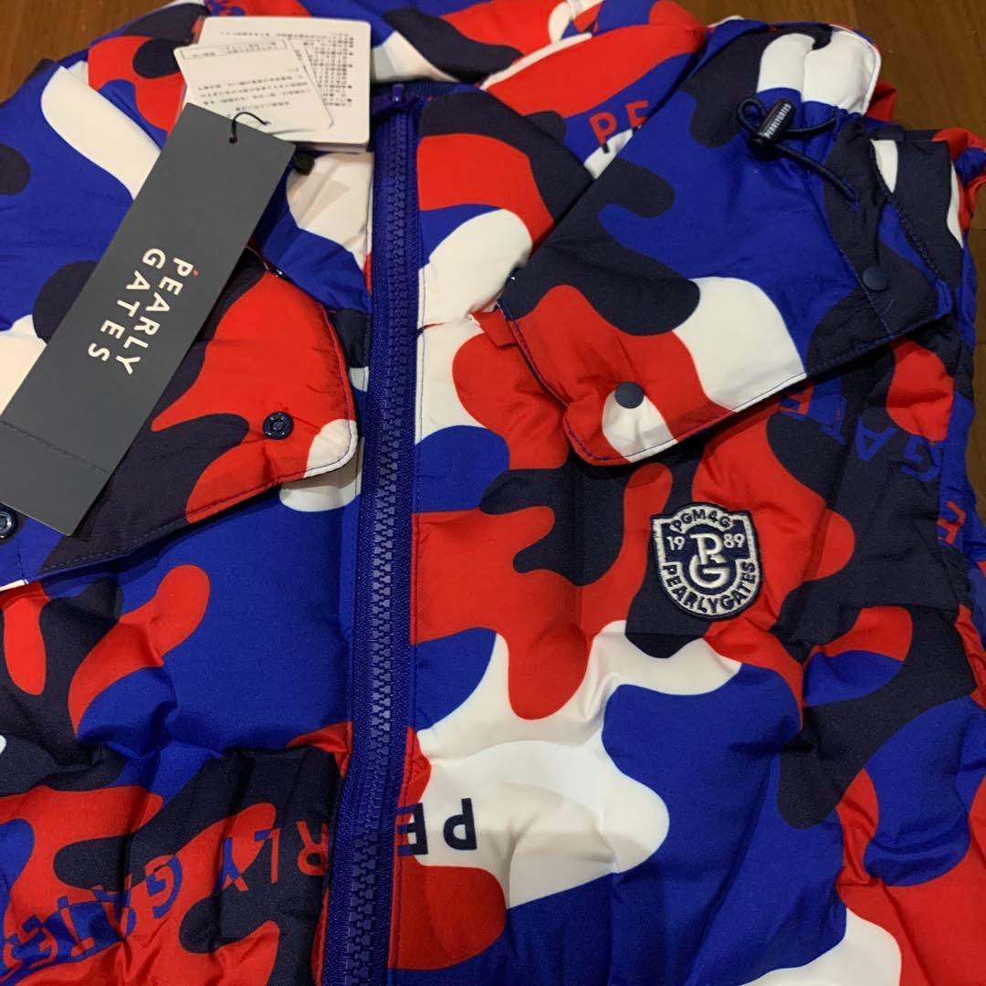 パーリーゲイツ　メンズゴルフウェア　ダウンベスト　トリコロールカラー　カモフラ