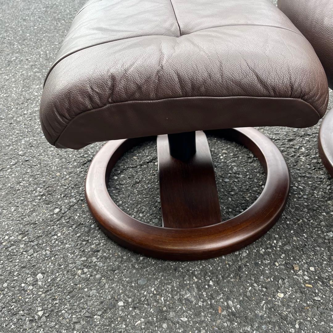 ①イエリアーダ フィヨルド 本革 リクライニングチェア オットマン レザー