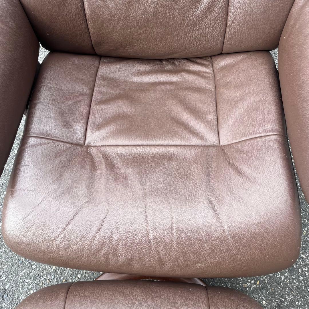 ①イエリアーダ フィヨルド 本革 リクライニングチェア オットマン レザー